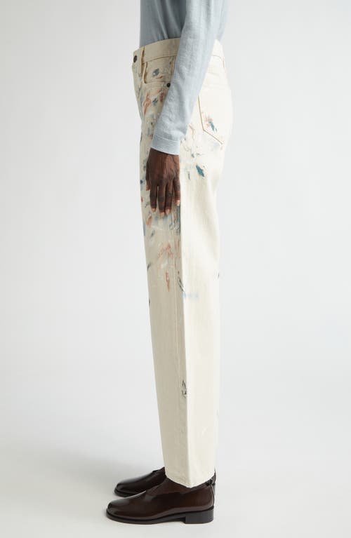 Shop Lafayette 148 New York Painter's Wyckoff Wide Leg Jeans In Washed Ecru Multi