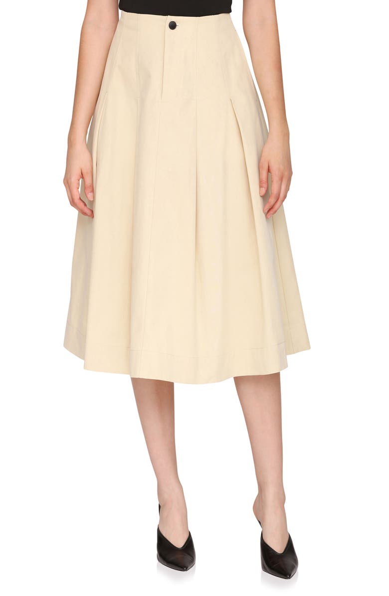 Avec Les Filles Pleated Midi Skirt, Main, color, Eggshell