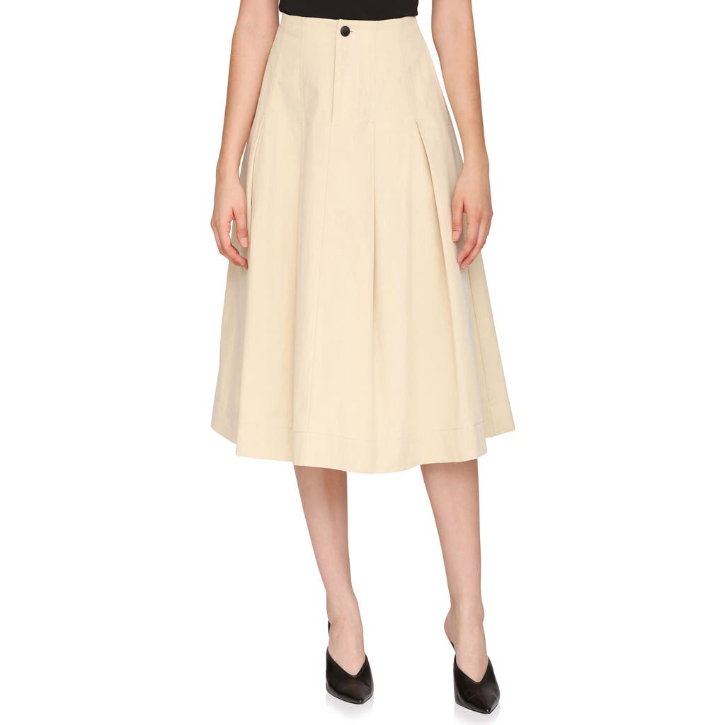 Avec Les Filles Pleated Midi Skirt In Neutral