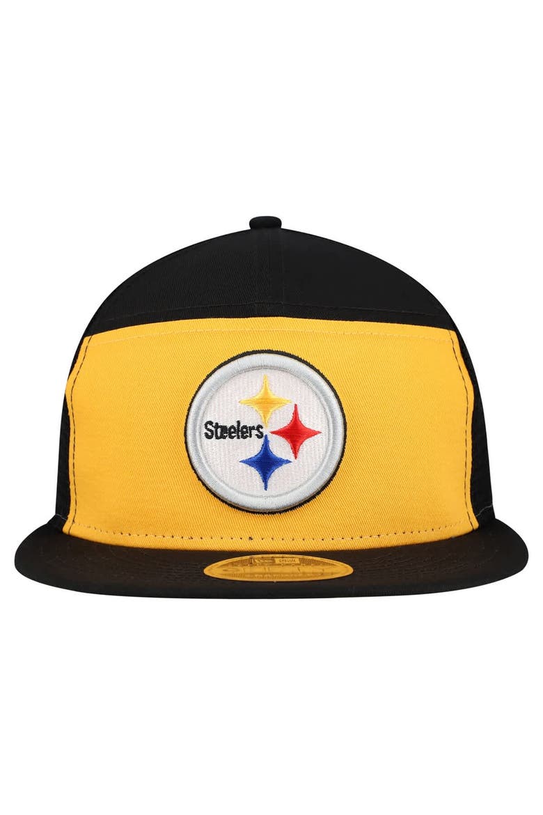 Men's New Era Gold/Black Pittsburgh Steelers Outdoor Split Panel 9FIFTY Snapback Hat, Alternate, color, Gold