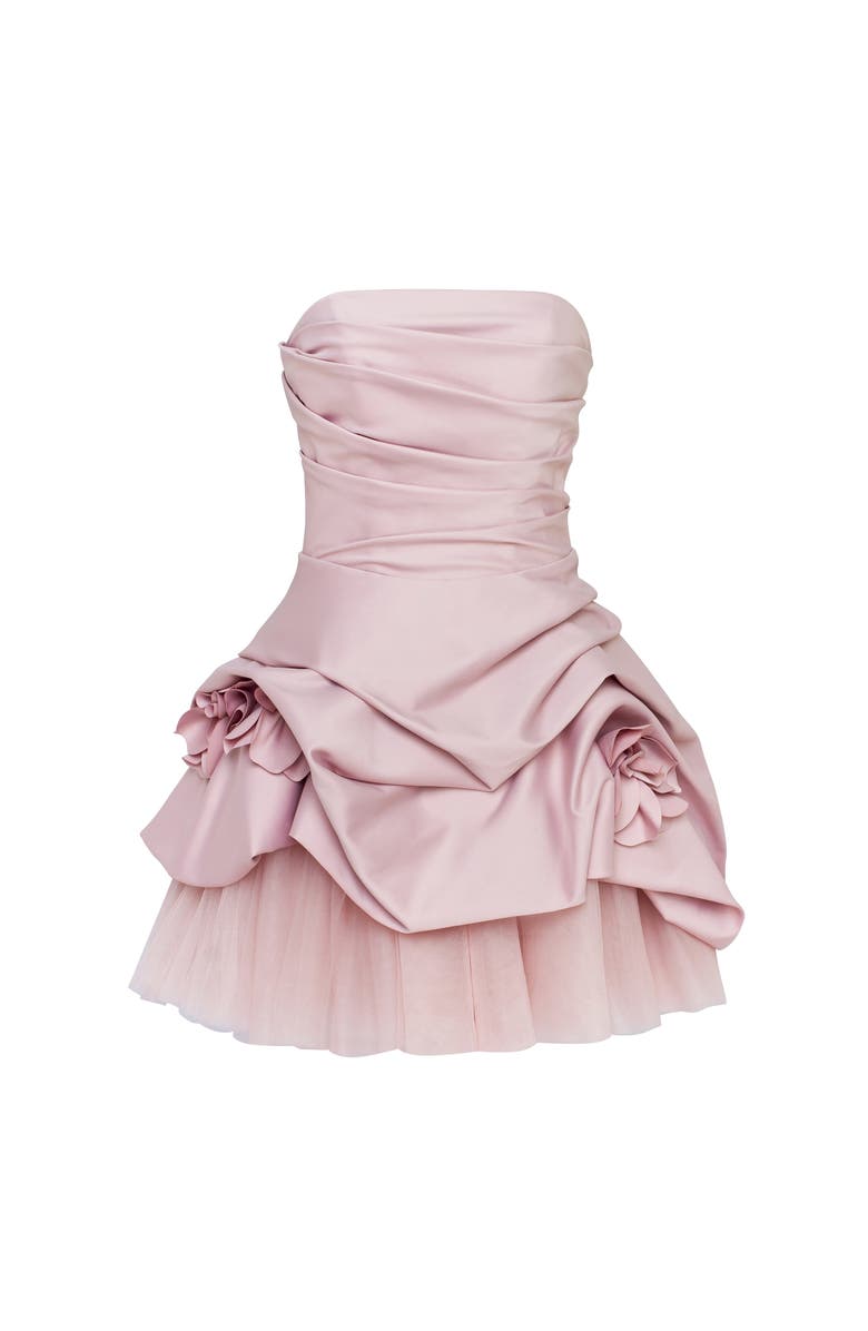 Milla Strapless Rosette Formal Occasion Mini Dress in Misty Rose, Alternate, color, Misty Rose