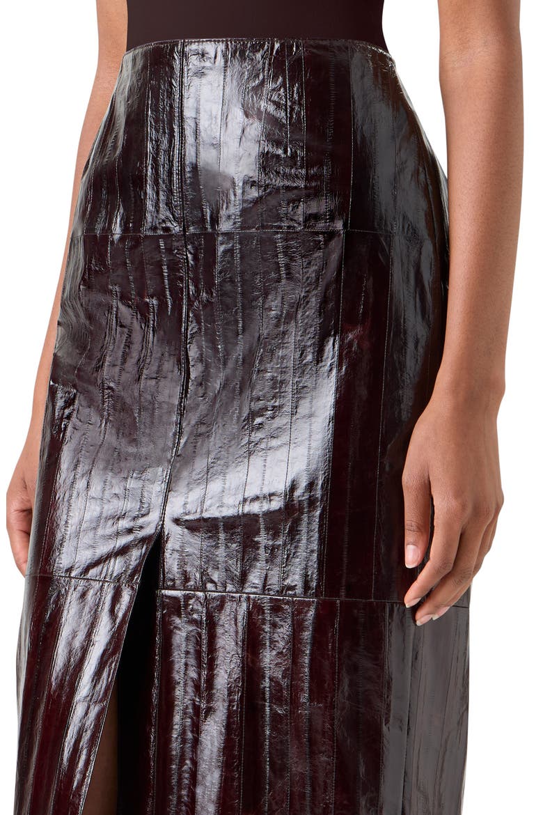 Lacquered Eel Leather Pencil Skirt, Alternate, color, COFFEE