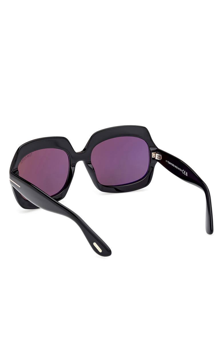TOM FORD Ren 60mm Geometric Sunglasses, Alternate, color, Shiny Black / Smoke