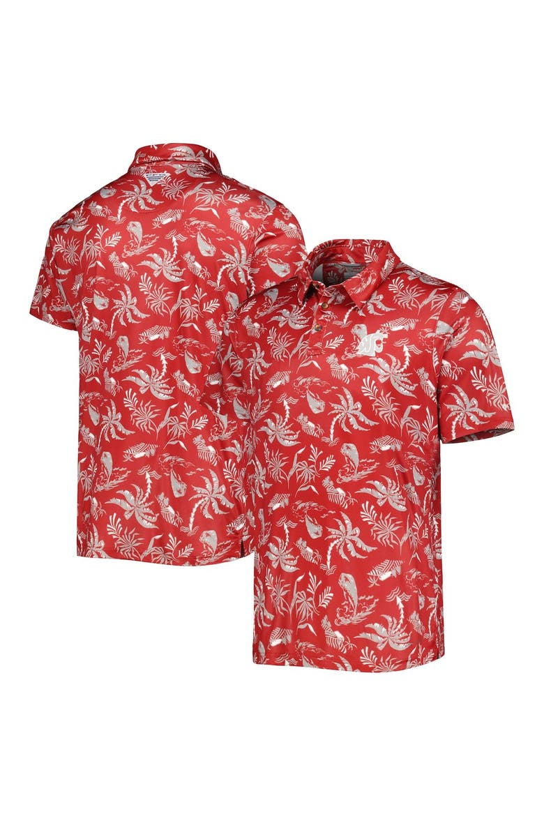 Men's Columbia Crimson Washington State Cougars Super Terminal Tackle Omni-Shade Polo, Main, color, Crimson