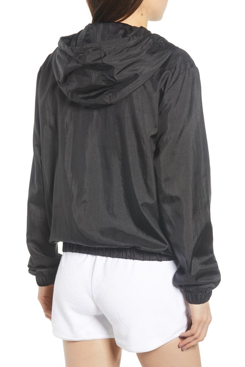 Jana Quarter Zip Nylon Anorak, Alternate, color, BLACK/ FUCHSIA PURPLE