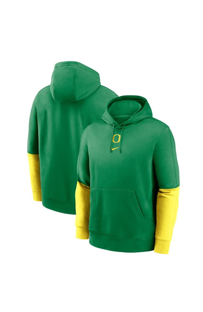 Nike Men's Nike Green/Yellow Oregon Ducks 2024 Sideline Club Pullover Hoodie, Main, color, 