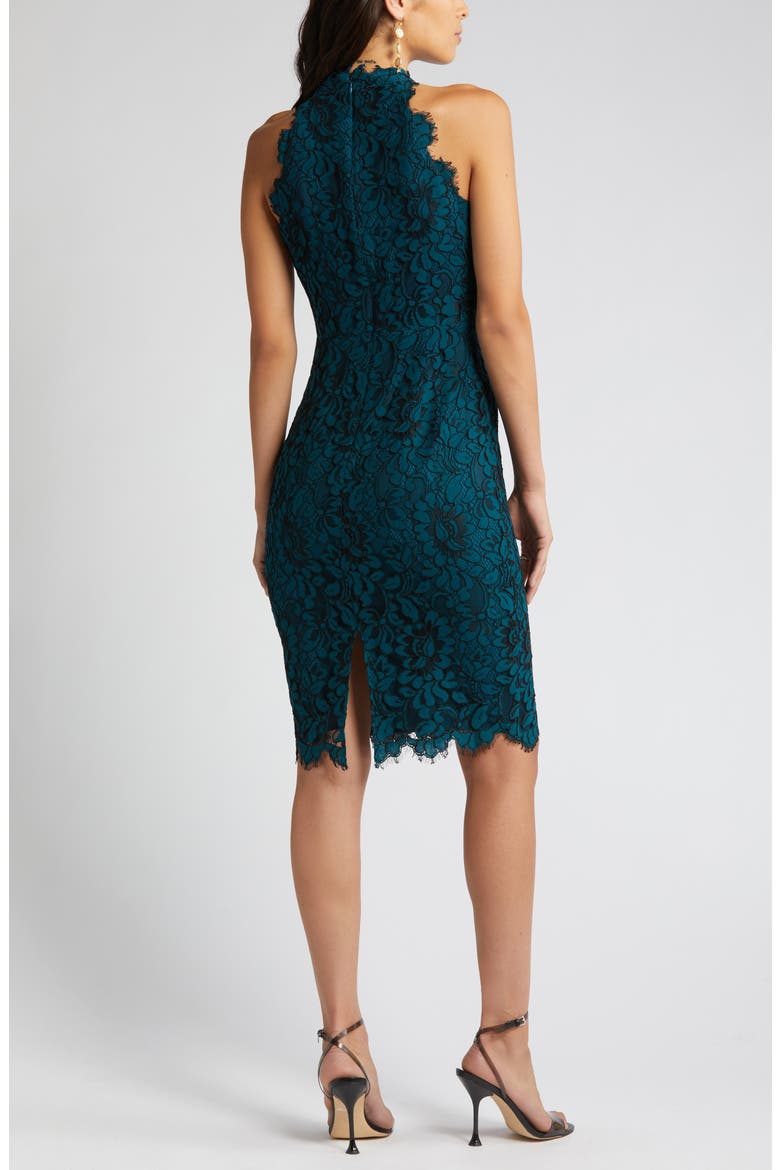 Mock Neck Lace Sheath Dress, Alternate, color, TEAL