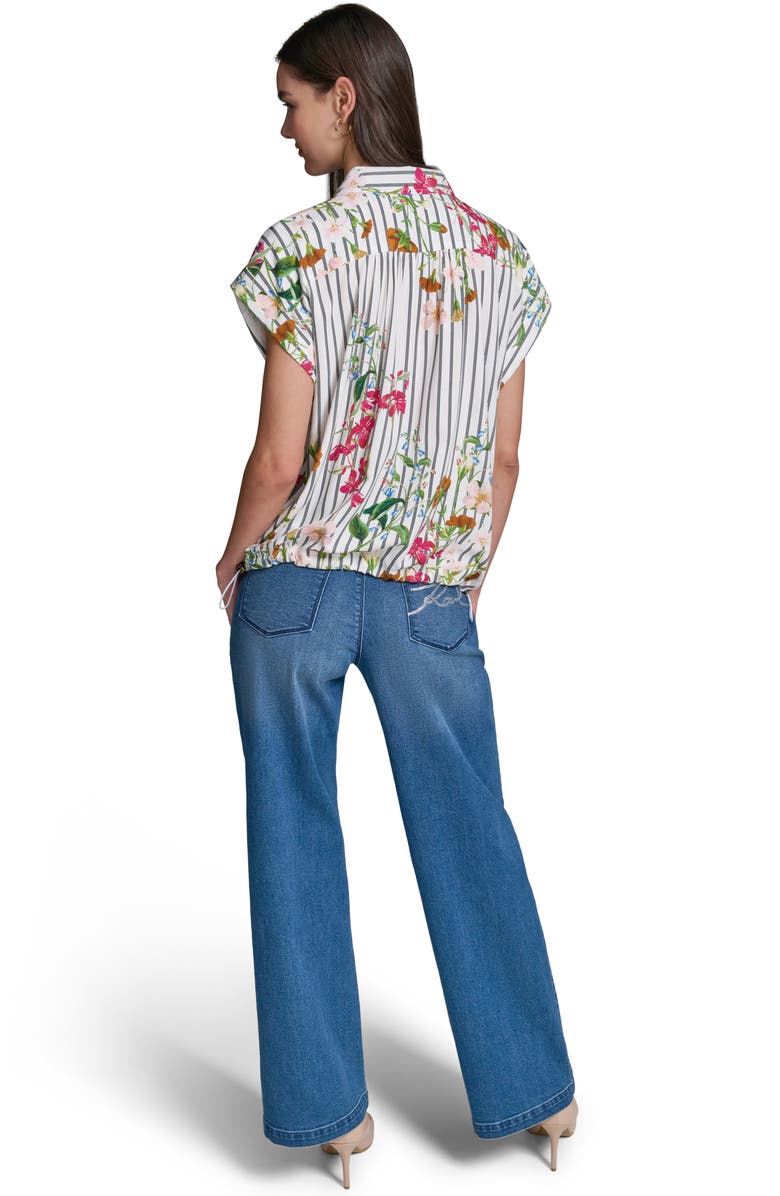 KARL LAGERFELD PARIS Floral & Stripe Button-Up Shirt, Alternate, color,