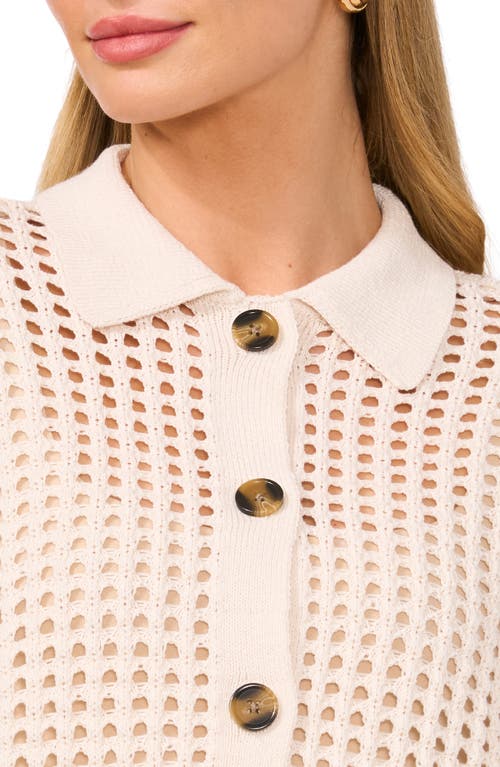 HALOGEN HALOGEN® RECYCLED POLYESTER OPEN WEAVE COLLAR CARDIGAN 