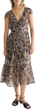 Scotch & Soda Print Chiffon Midi Dress