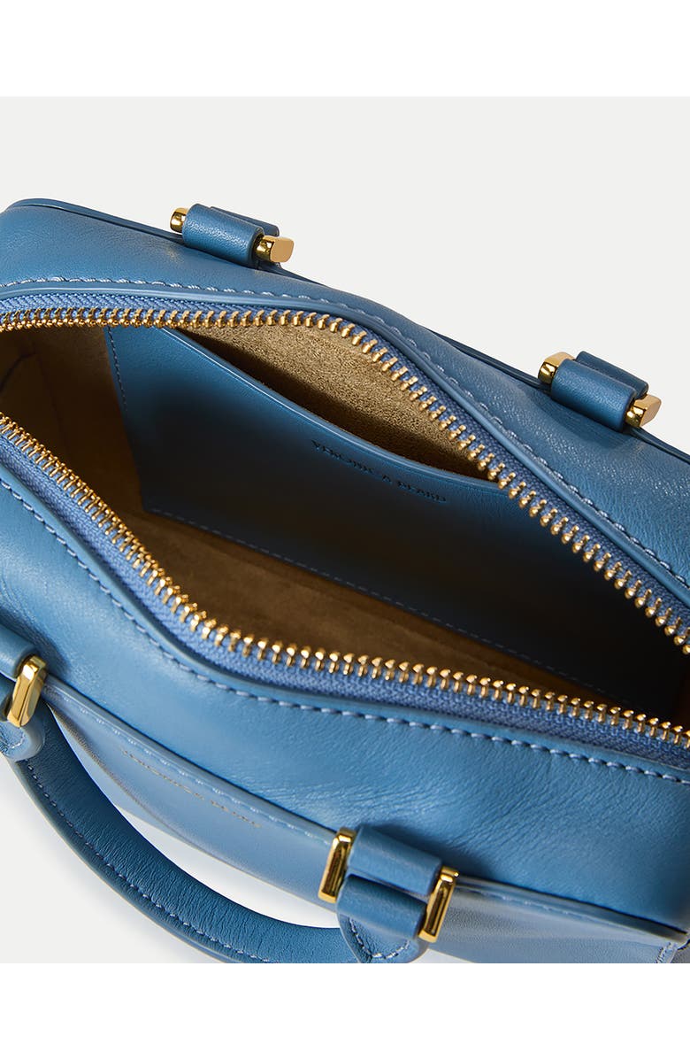 Veronica Beard Boxy Top Handle Leather Bag, Alternate, color, Blue Lake