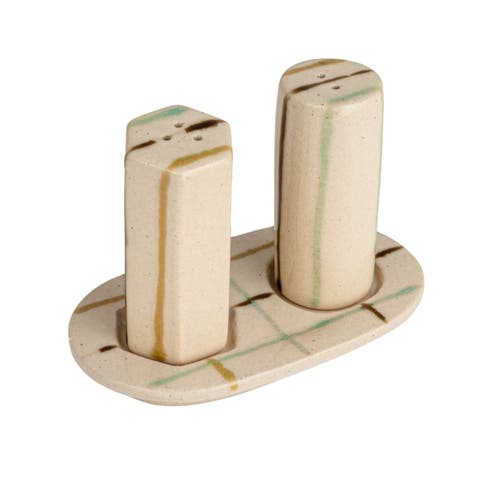 Artisanal Harmony Salt and Pepper Shaker Set on a Tray