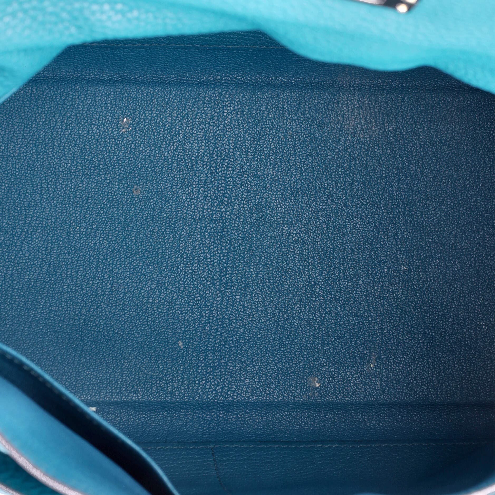 Pre-Owned Hermes Kelly Handbag Blue Clemence with Palladium Hardware 35, Alternate, color, Bleu Izmir