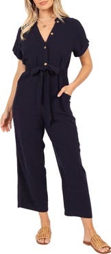 Petal & Pup Archie Tie Waist Linen Jumpsuit