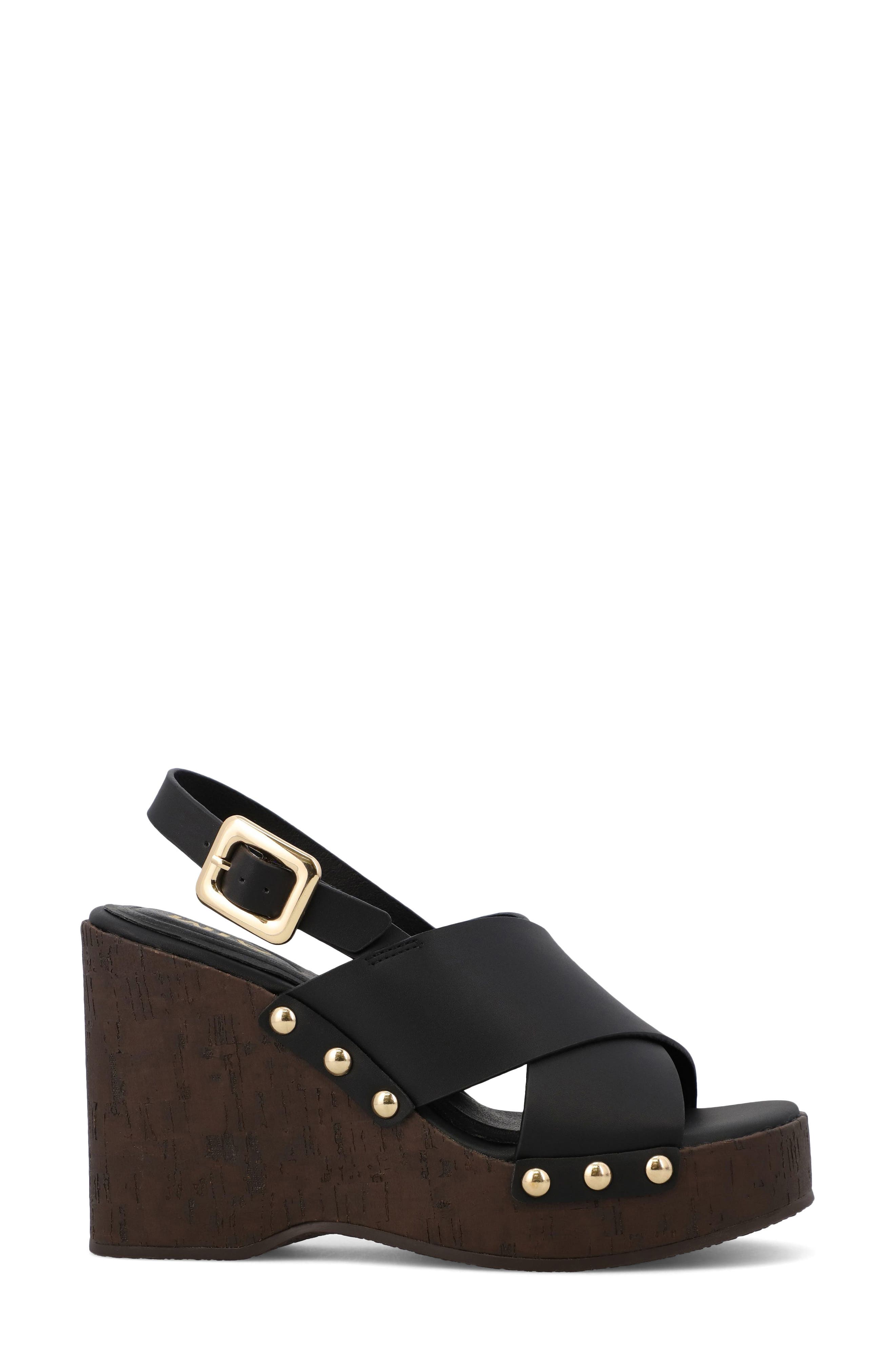 MIA Elleiana Wedge Sandal, Alternate, color, Black