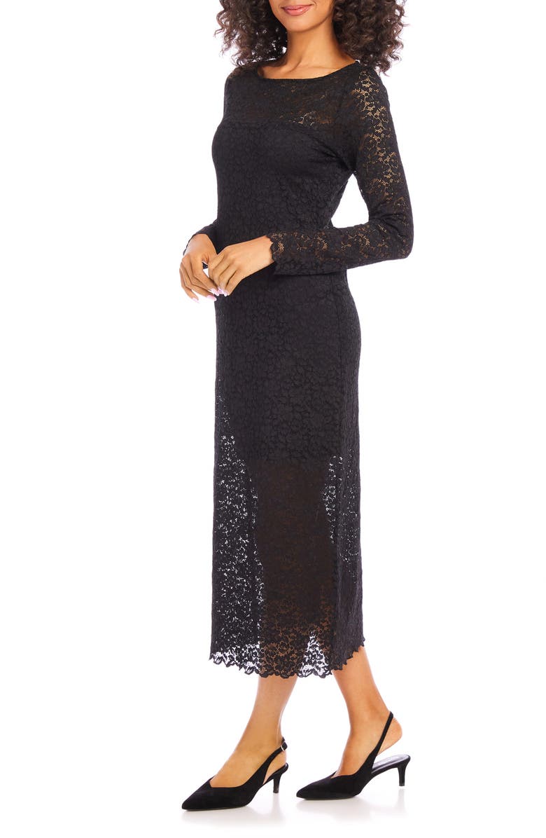 Karen Kane Lace Long Sleeve Midi Dress, Alternate, color,