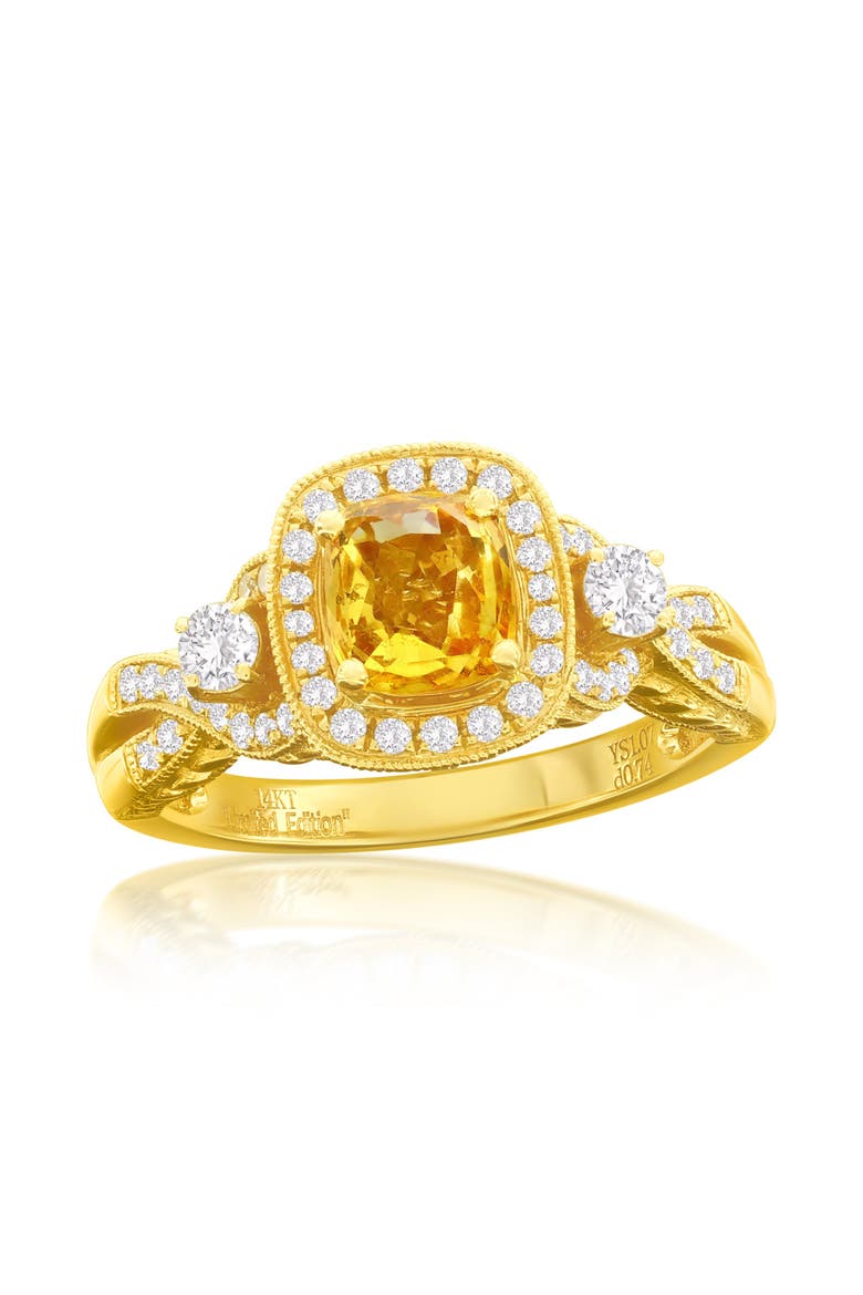 14K Yellow Gold 1.07ct Yellow Sapphire & 0.74cttw Diamond Ring, Main, color, Yellow