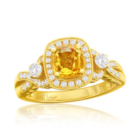 14K Yellow Gold 1.07ct Yellow Sapphire & 0.74cttw Diamond Ring