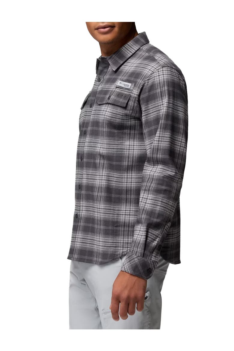 Big & Tall Pfg Topwater Tech Flannel Sport Shirt V2, Alternate, color, SHARK SHEER