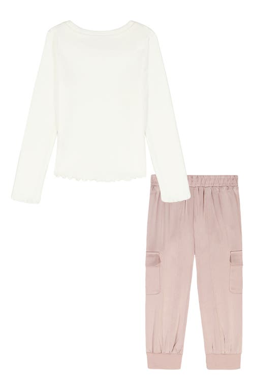 Juicy Couture Kids' Long Sleeve T-shirt & Satin Pants Set In Pink