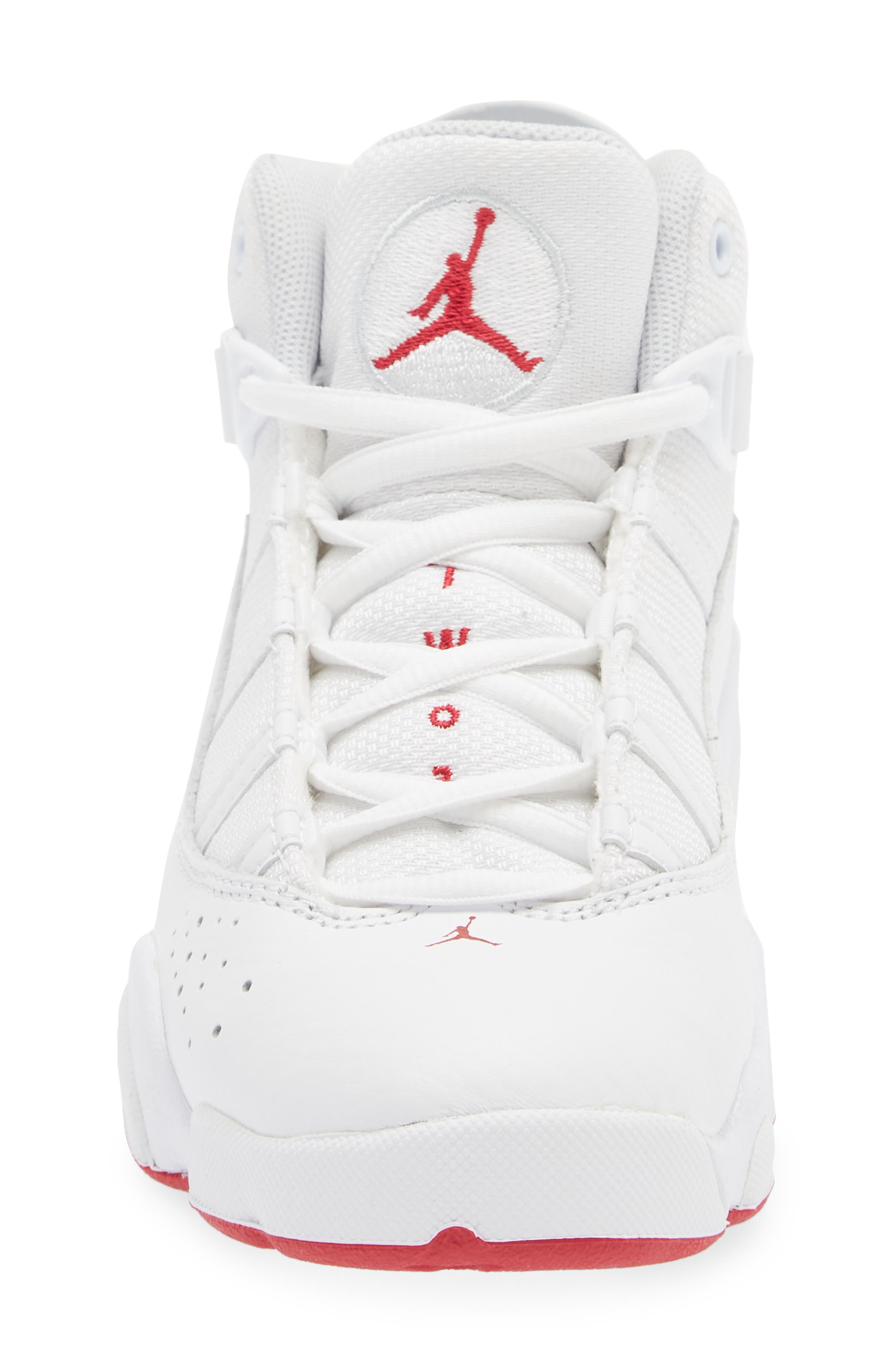 Kids' Jordan 6 Rings High Top Sneaker, Alternate, color, WHITE/ HIBISCUS/ PLATINUM