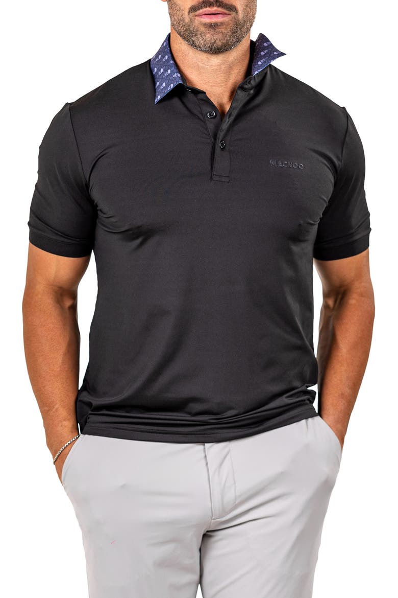 Marthyr0021 Black Contrast Collar Golf Polo, Alternate, color, BLACK