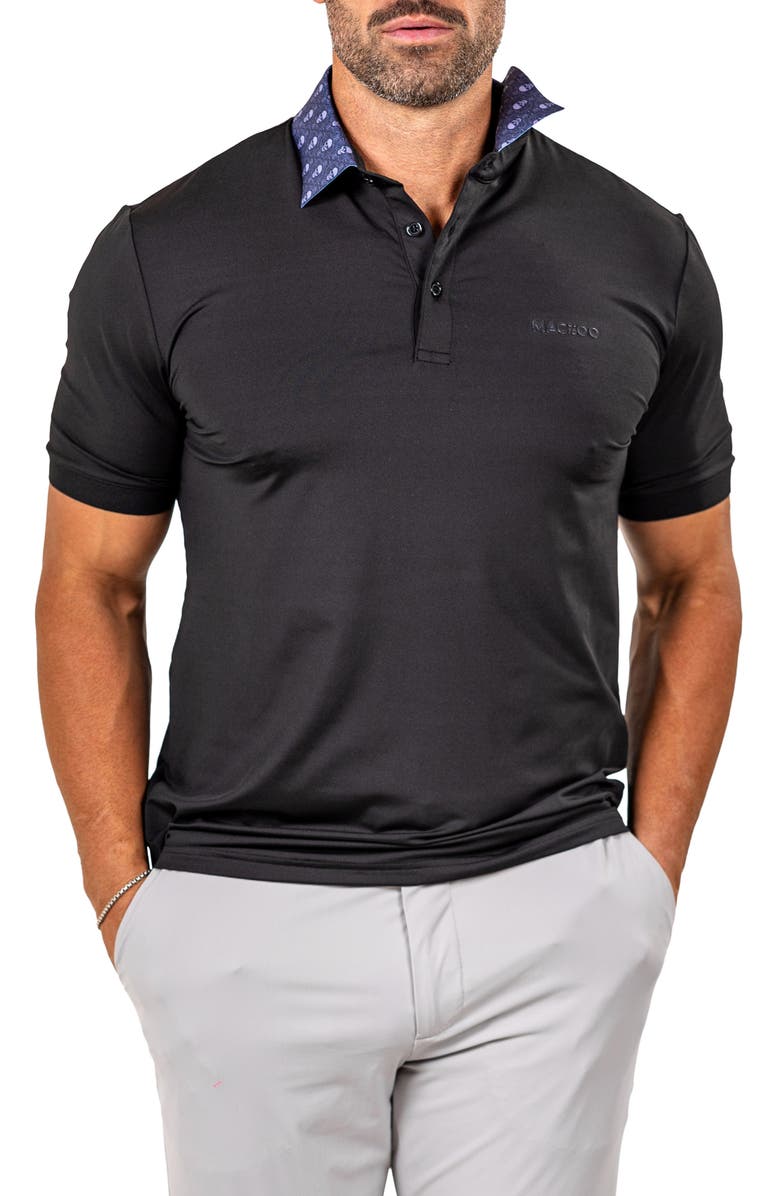 Maceoo Marthyr0021 Black Contrast Collar Golf Polo, Alternate, color,