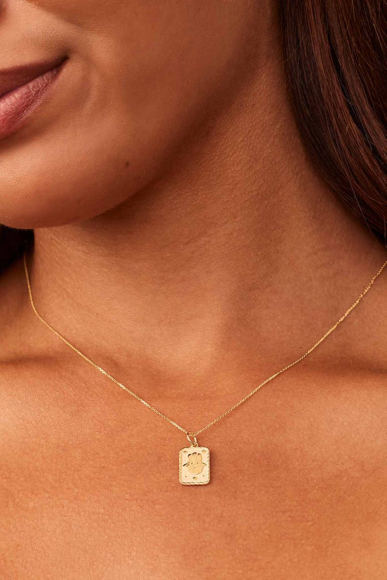 14K Yellow Gold Hamsa Pendant Charm, Alternate, color, Yellow Gold
