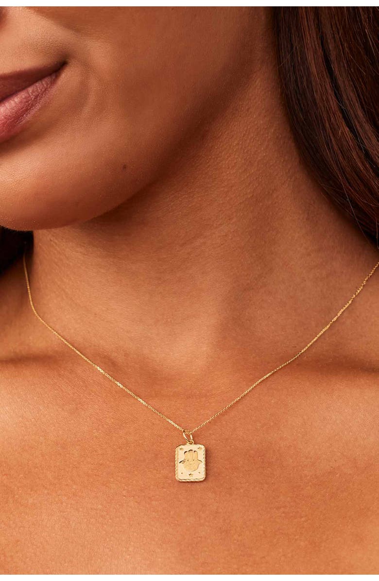 Oradina 14K Yellow Gold Hamsa Pendant Charm, Alternate, color, Yellow Gold