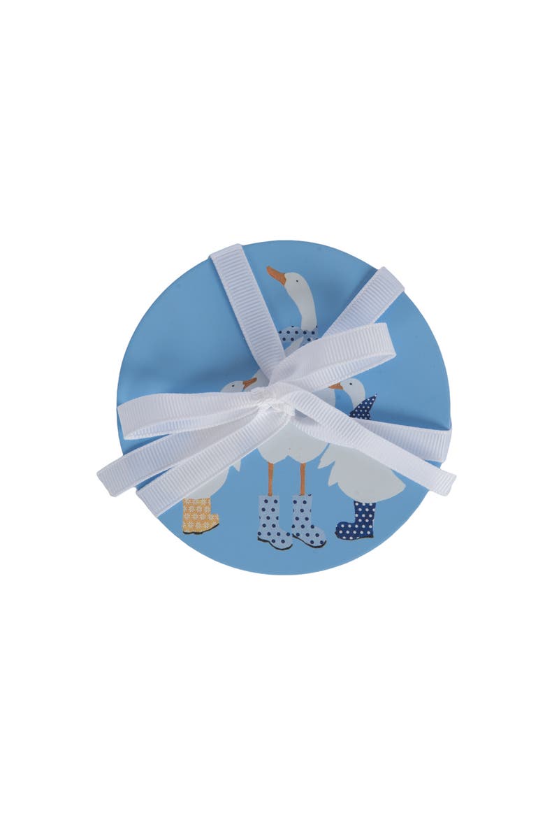 MDF Ducks in Boots Coasters Set of 4 Blue and White and Yellow for Spring Serving and Entertaining, Alternate, color, Multicolored