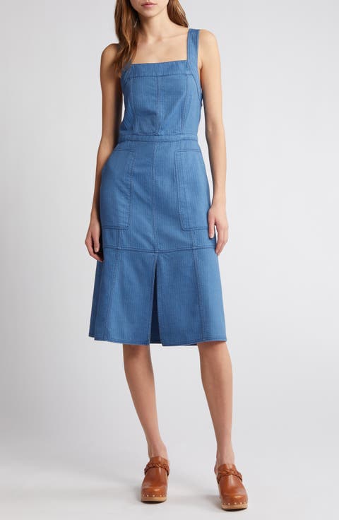 Indigo Cotton Apron Dress