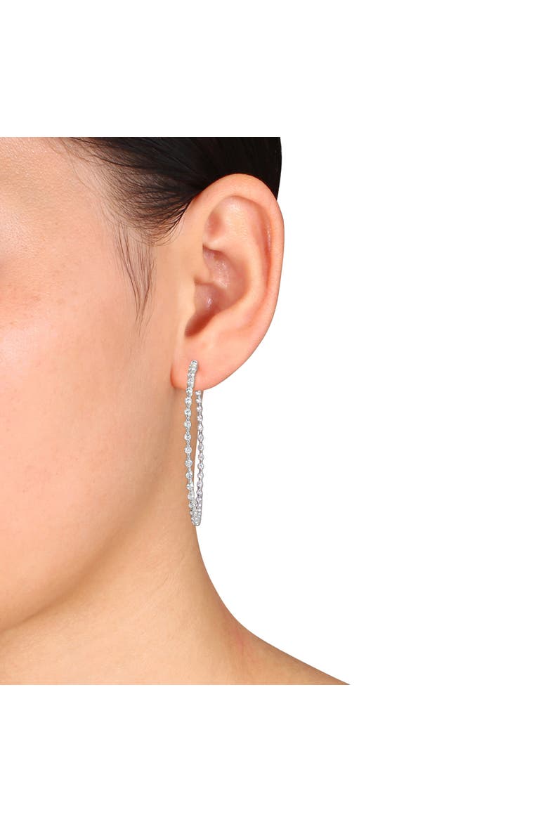2 3/4ct. t.w. Lab-Grown Diamond Hoop Earrings 14k, Alternate, color, White Gold