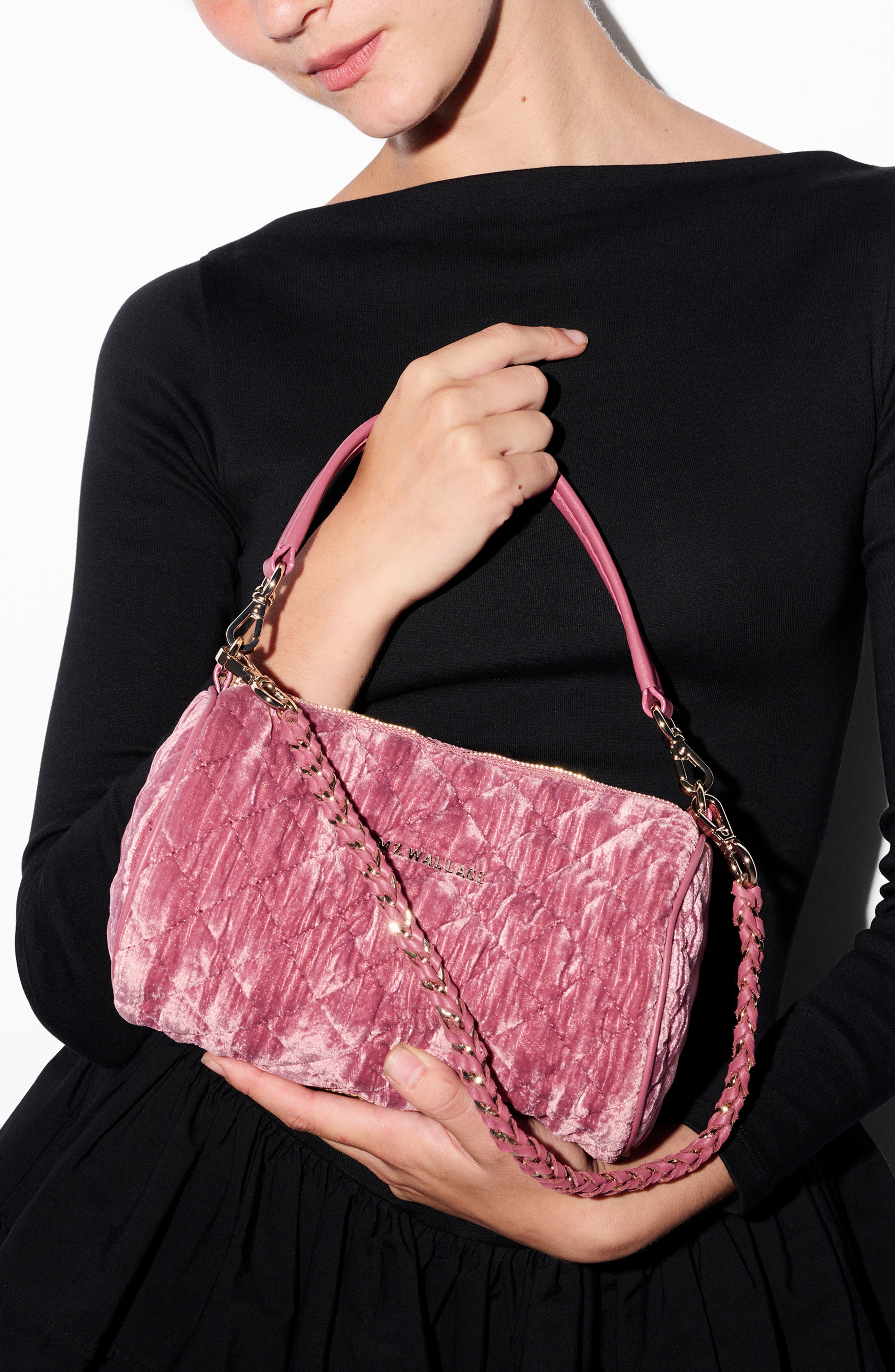 MZ Wallace Crosby Quilted Velvet Barrel Crossbody Bag | Nordstrom