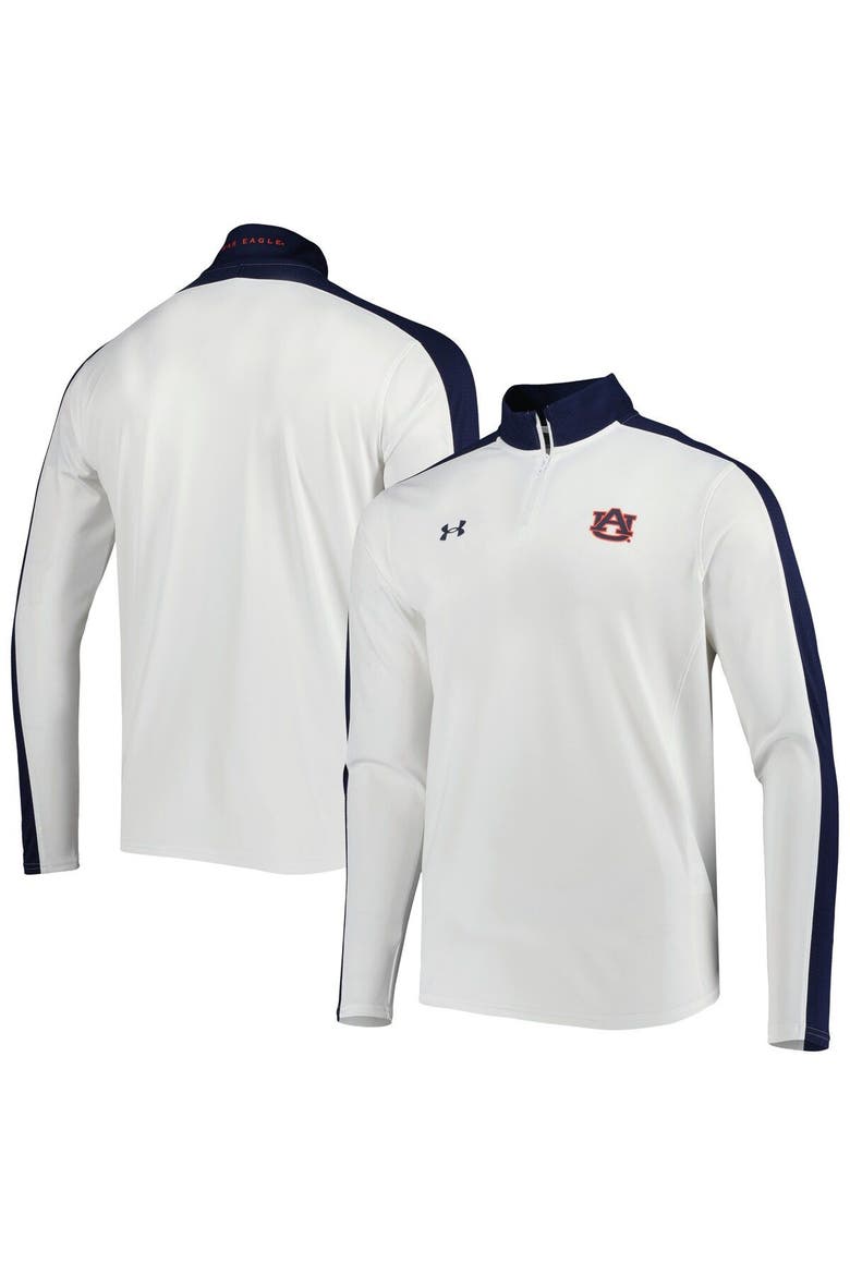 Men's Under Armour White Auburn Tigers Lightweight Mock Neck Performance Quarter-Zip Jacket, Main, color, White