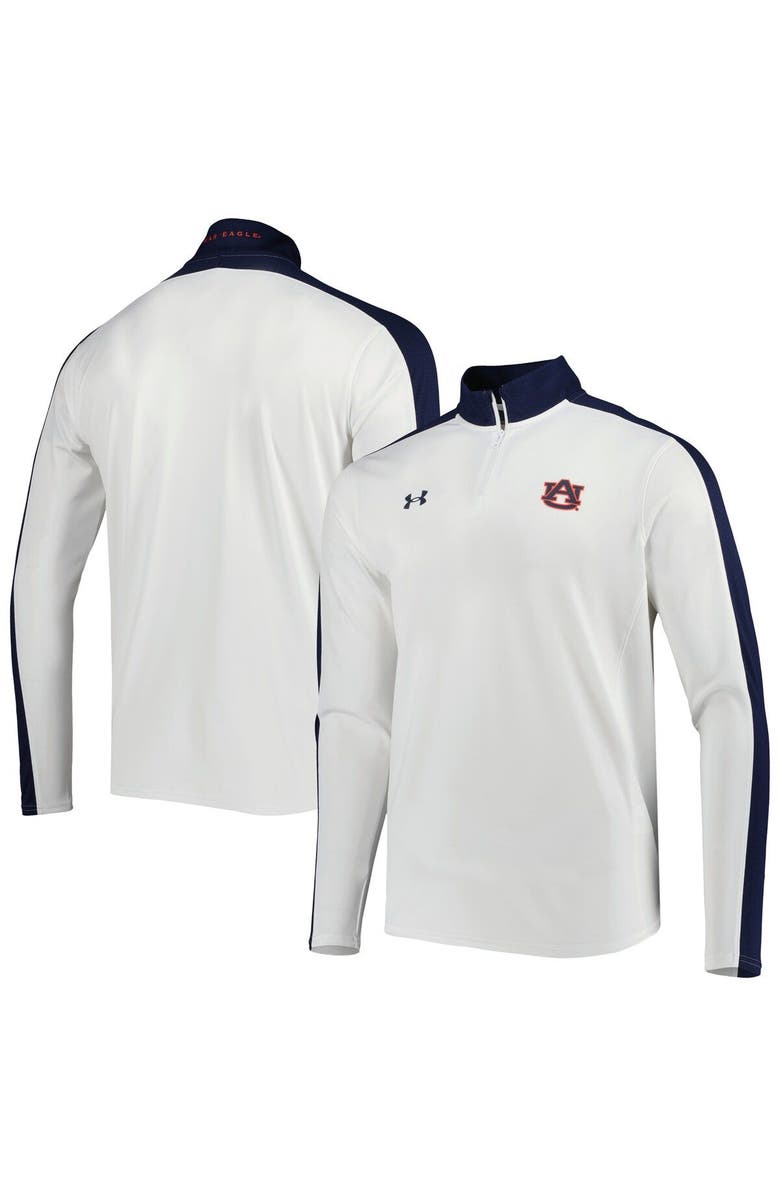 Under Armour Men's Under Armour White Auburn Tigers Lightweight Mock Neck Performance Quarter-Zip Jacket, Main, color,