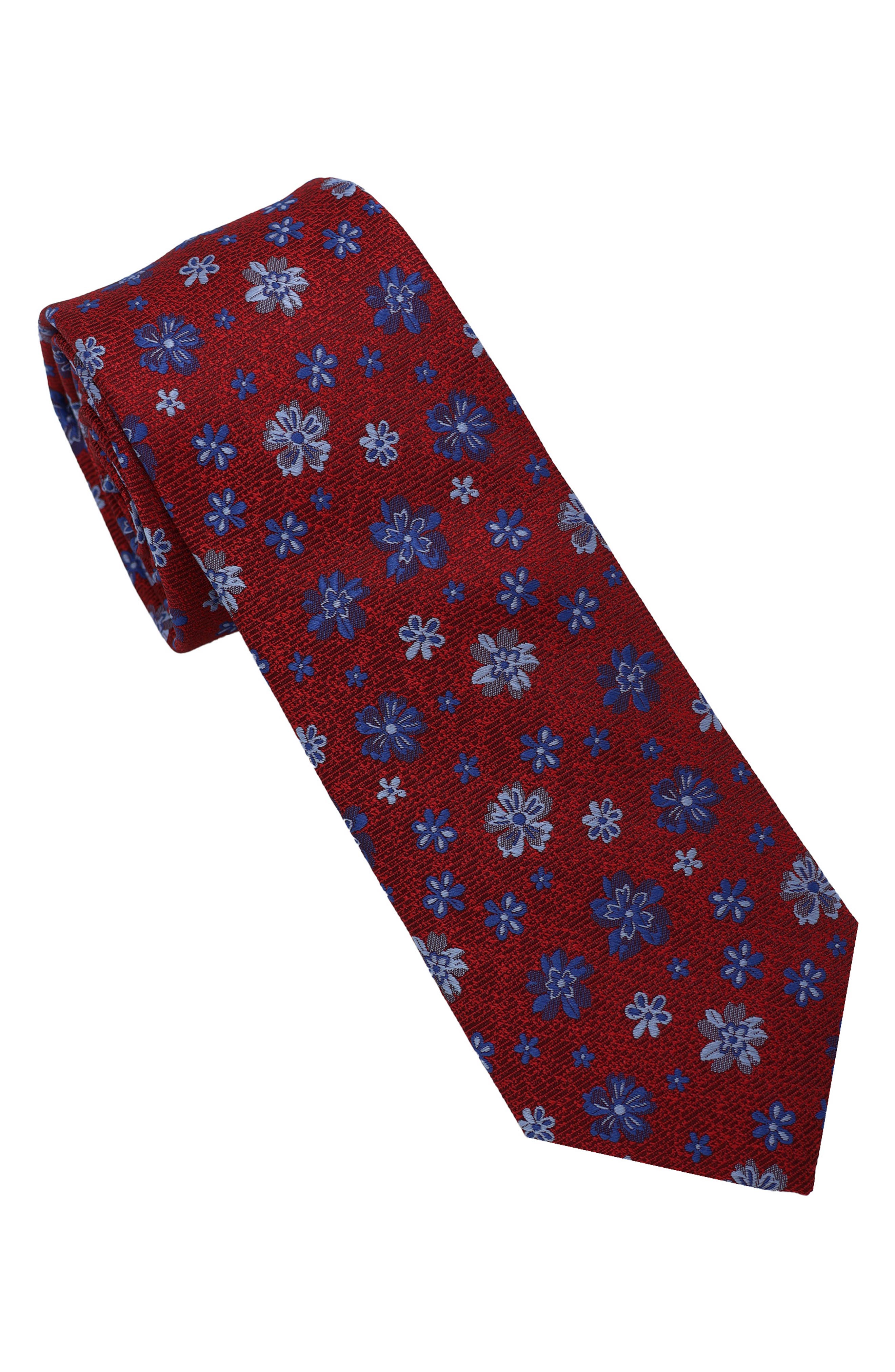 Ben Sherman Floral Twill Slim Tie In Brown