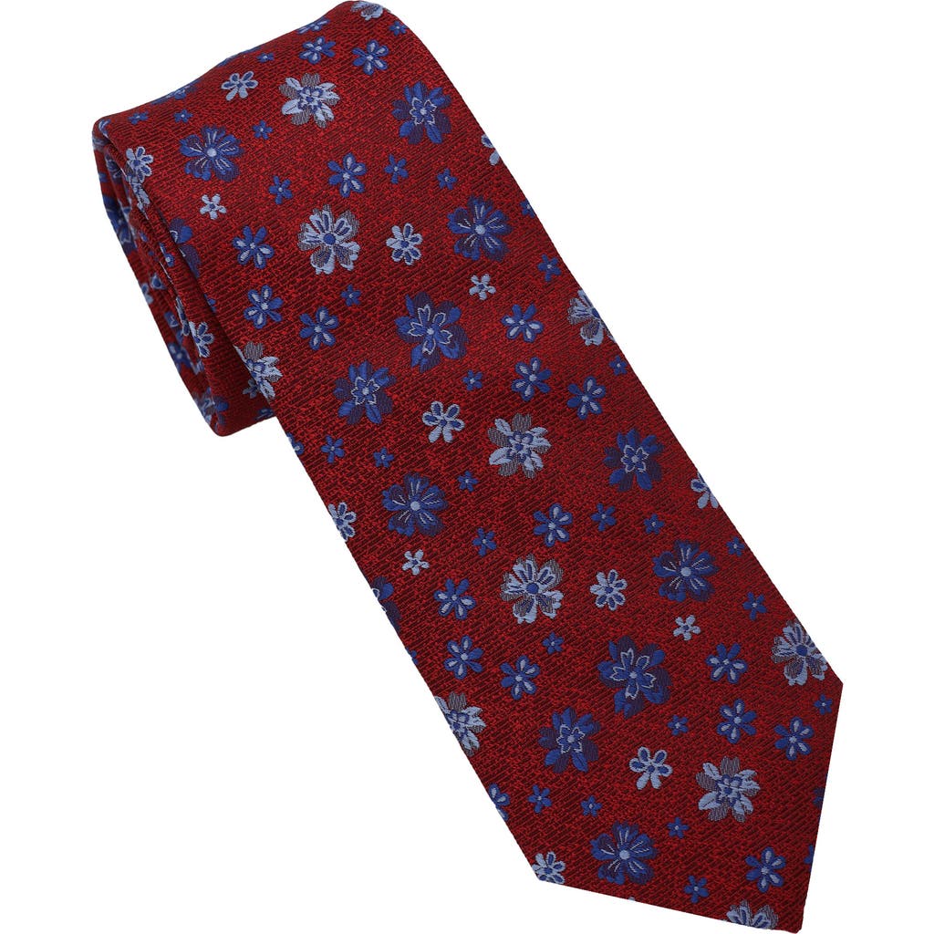 Ben Sherman Floral Twill Slim Tie In Brown