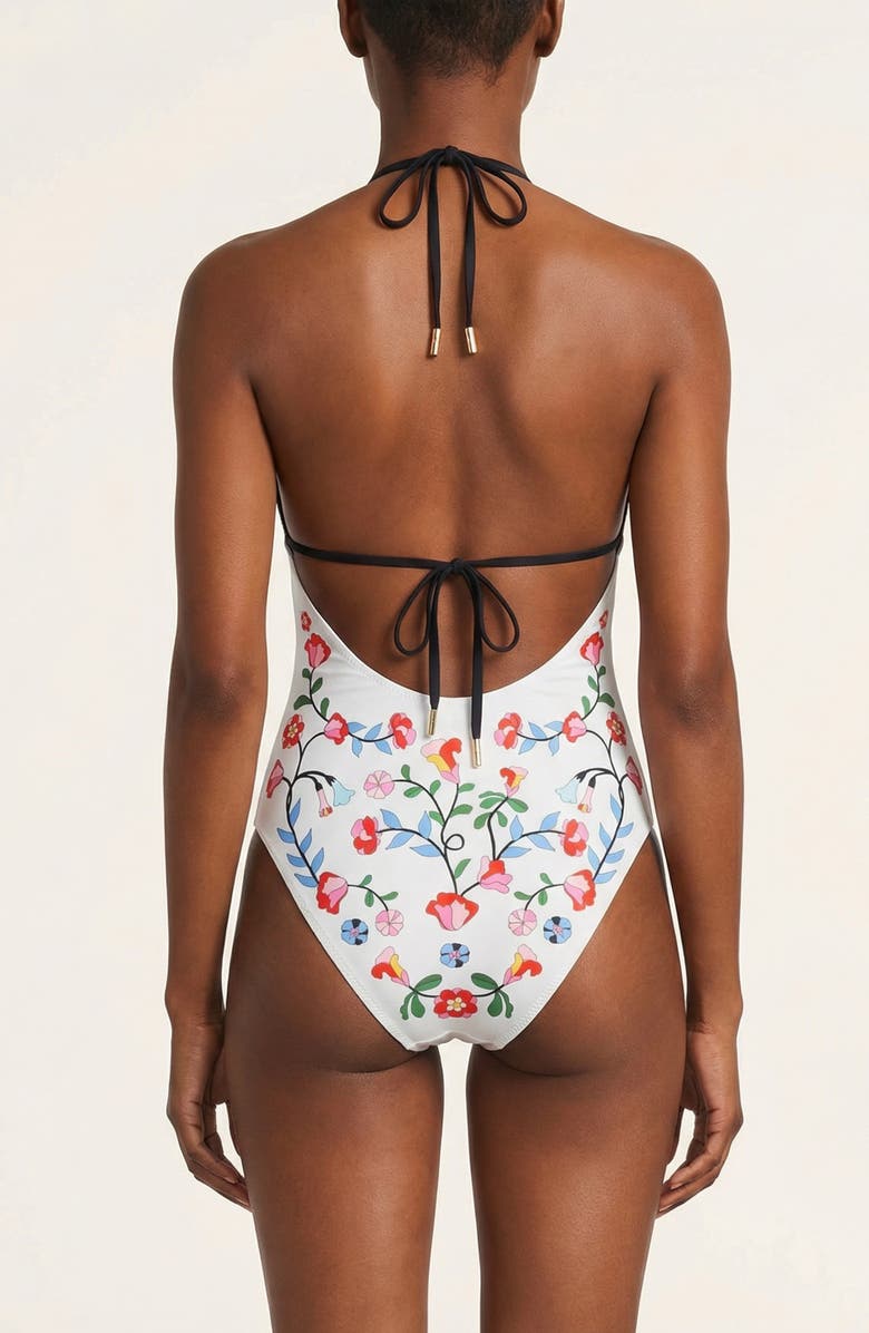 Jessie Zhao New York Noir Bloom Reversible One Piece Swimsuit, Alternate, color, Black