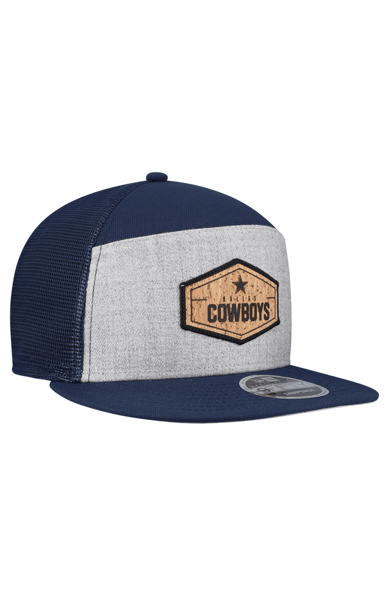 New Era Men's New Era Gray/Navy Dallas Cowboys Cork Split Panel 9FIFTY Trucker Snapback Hat, Alternate, color, Gray