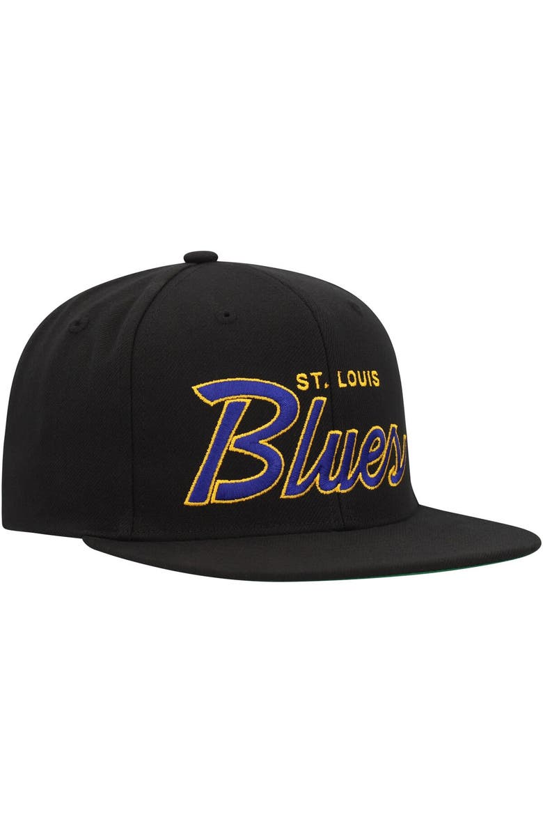 Mitchell & Ness Men's Mitchell & Ness Black St. Louis Blues Core Team Script 2.0 Snapback Hat, Alternate, color, Black