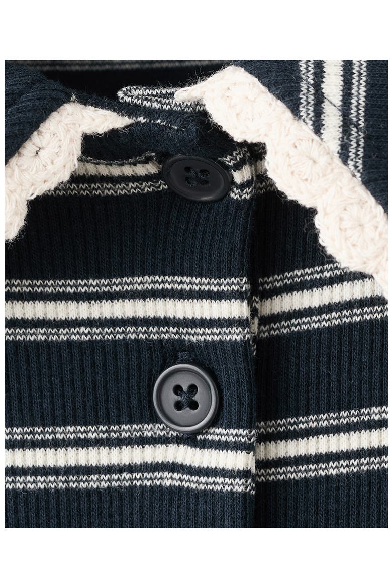 Stripe Scallop Collar Polo, Alternate, color, NAVY