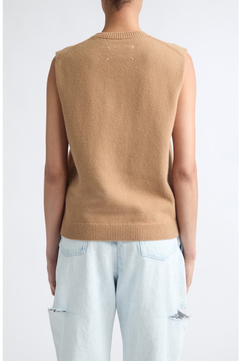 Fuse Trompe L'Oeil Virgin Wool Sweater Vest, Alternate, color, CAMEL/ ECRU