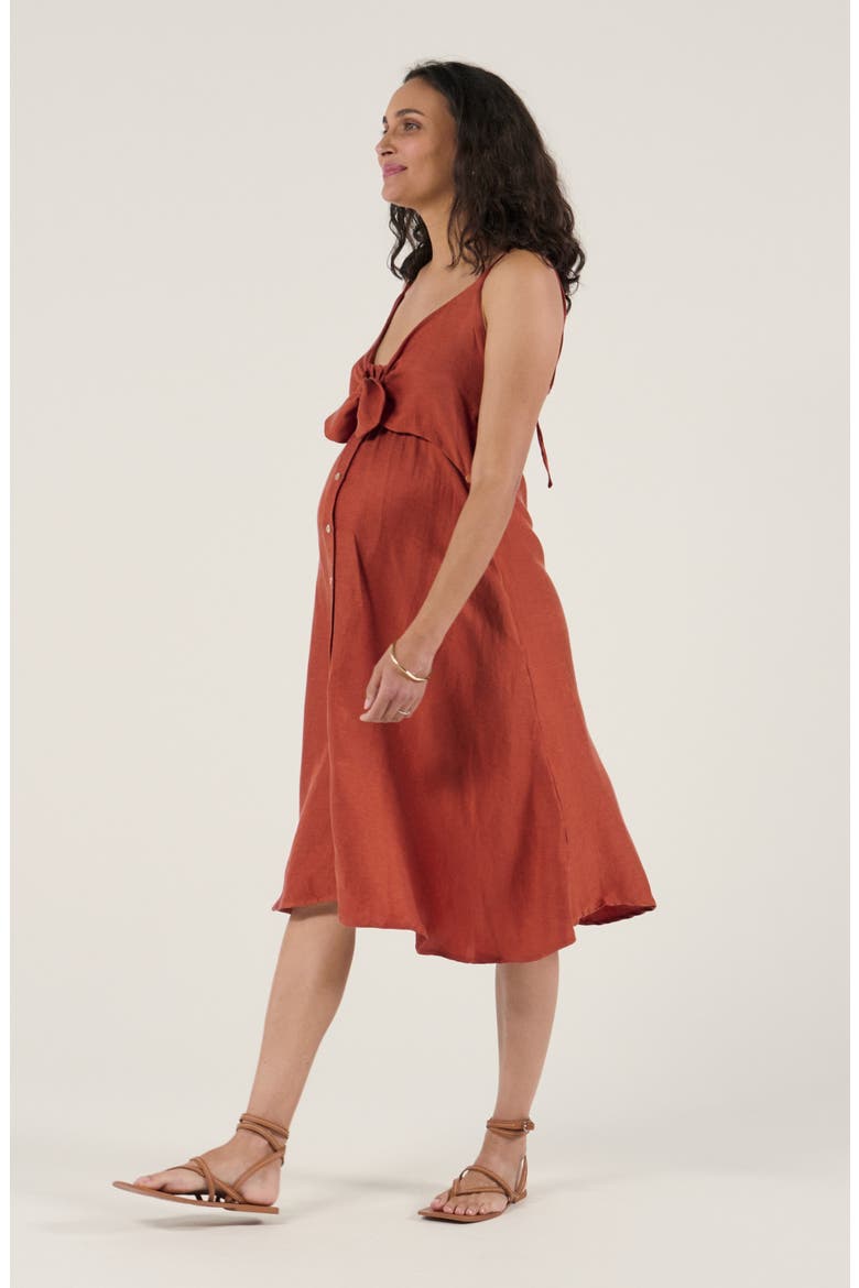 Maternity and Nursing Knot Dress Nolwenn, Alternate, color, Copper