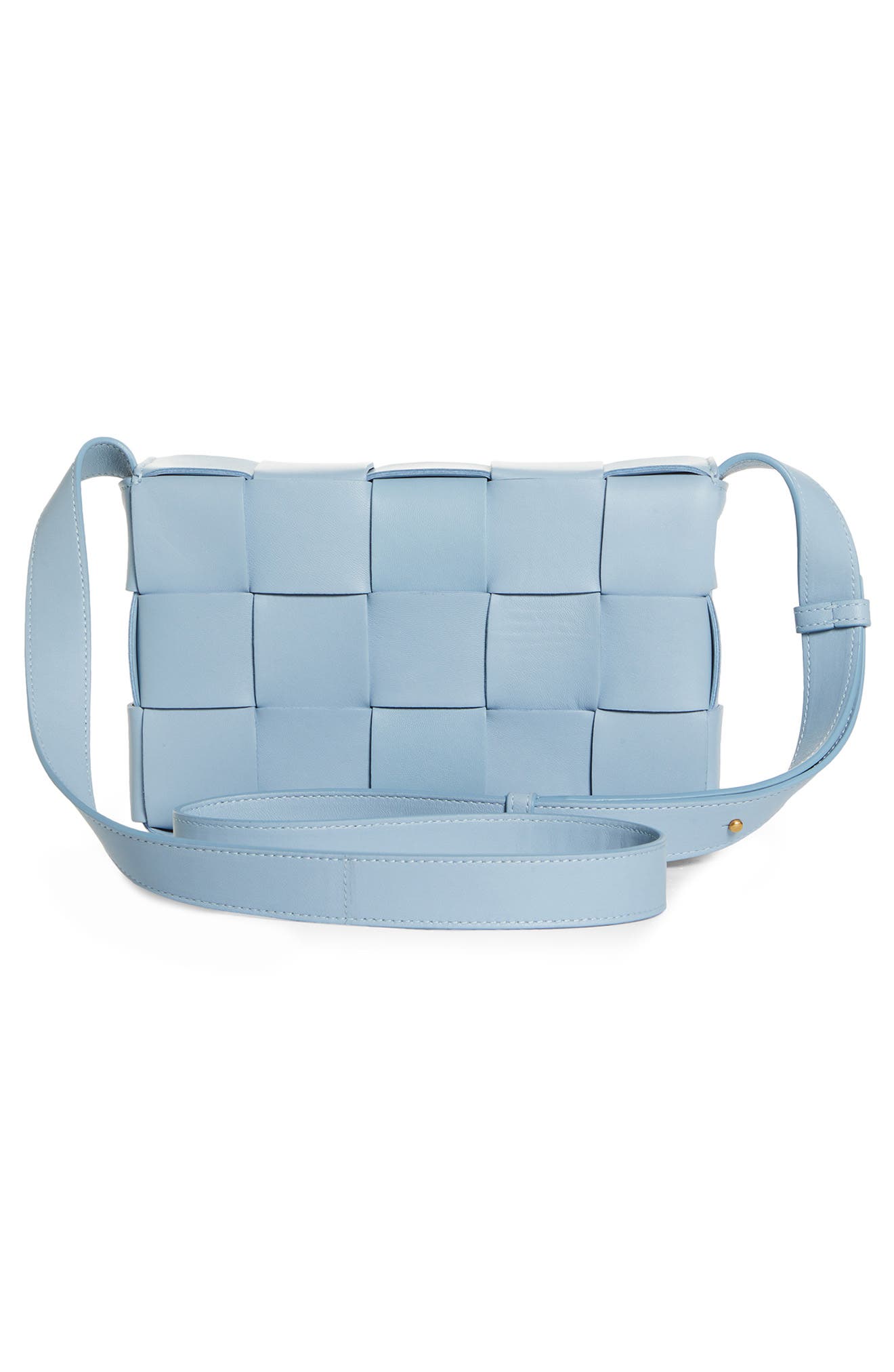 Intrecciato Leather Crossbody Bag, Alternate, color, BLUE/ ICE GOLD