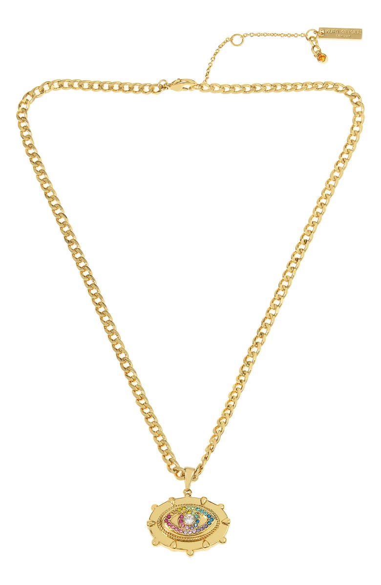 Kurt Geiger London Evil Eye Pendant Necklace, Main, color, Gold Multi