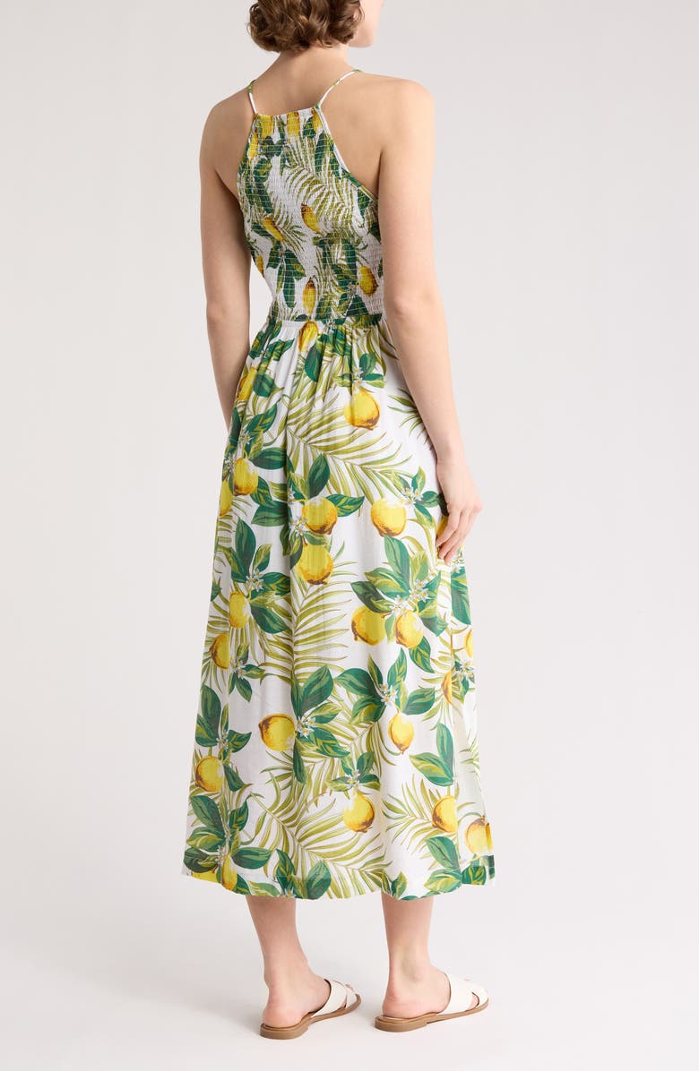 MELLODAY Lemon Print Halter Dress, Alternate, color,