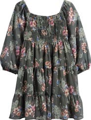 Ava & Yelly Kids' Printed Long Sleeve Chiffon Party Dress
