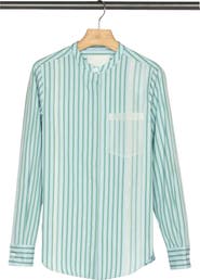 3.1 Phillip Lim Striped Cotton Band Collar Shirt