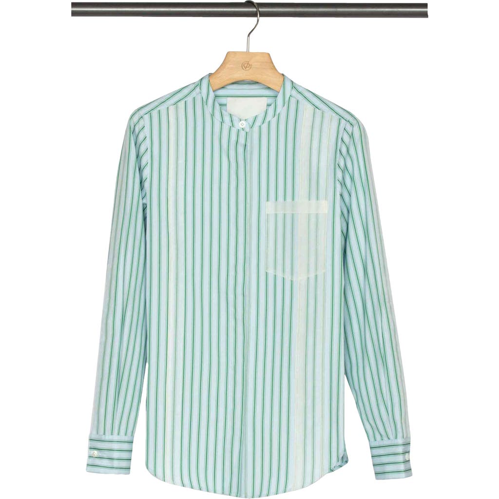 3.1 Phillip Lim Striped Cotton Band Collar Shirt
