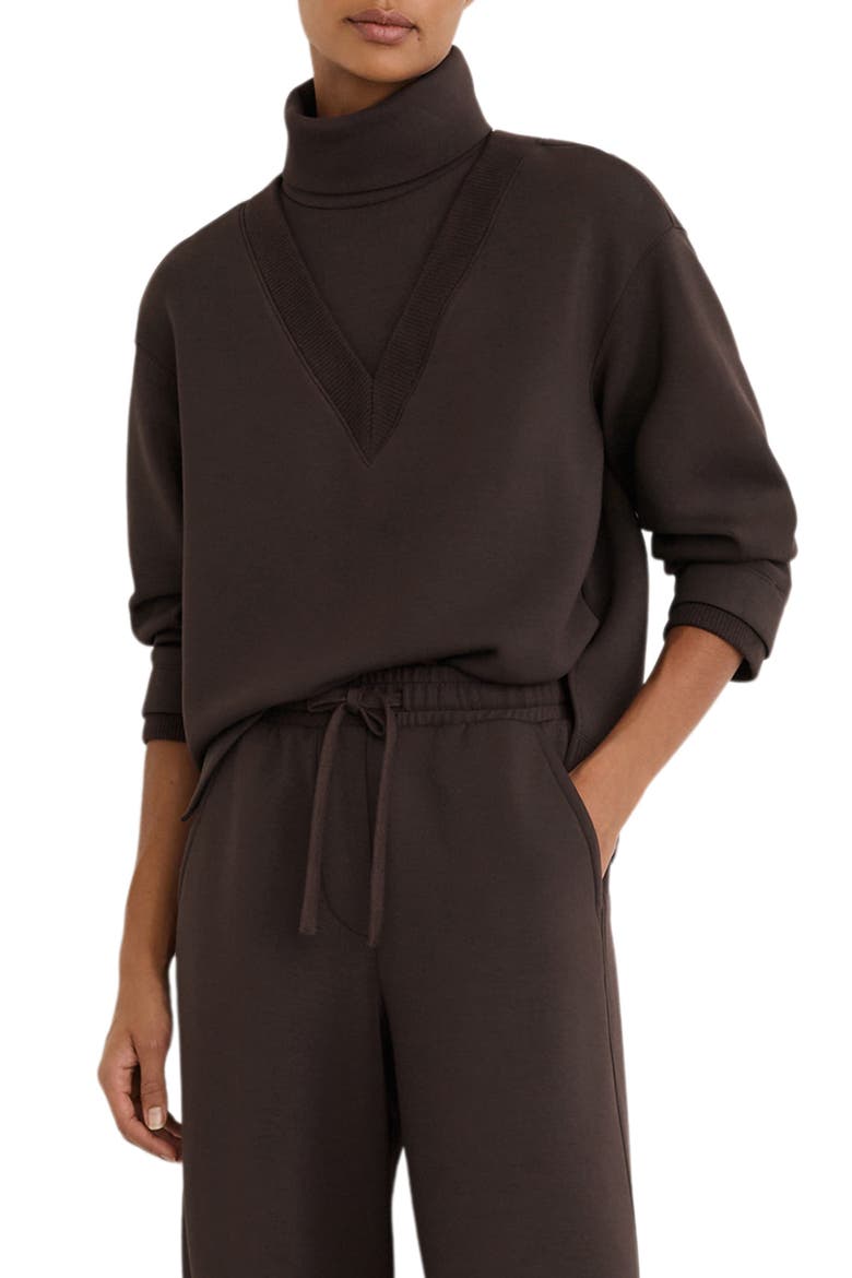 Abigail Mock Neck Sweatshirt, Main, color, DARK CHOCOLATE